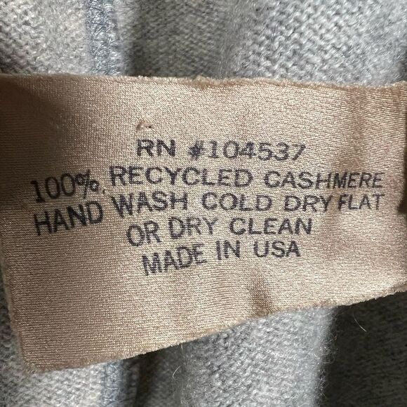 Burning Torch Womens Recycled Cashmere Light Grey Patchwork Collared Cardigan M - Picture 9 of 9